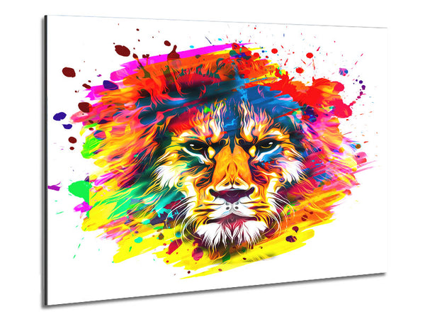 The Lion Splatter Metal Print