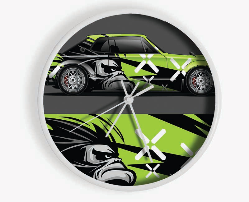 The Green Race Car Clock - Wallart-Direct UK