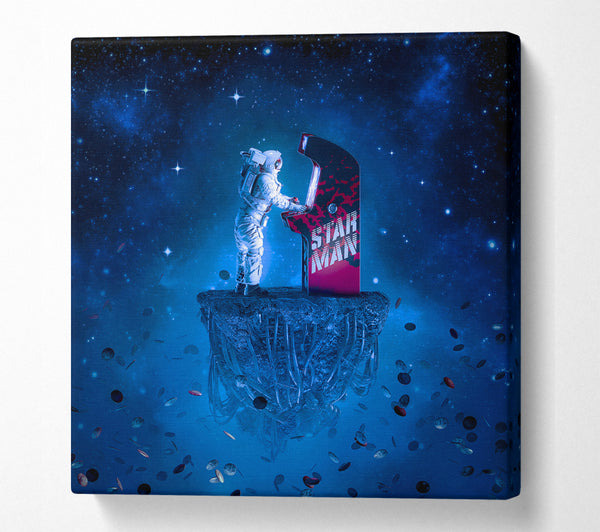 A Square Canvas Print Showing Rocketman Playing Games Square Wall Art