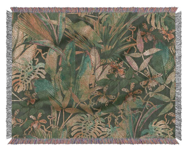Jungle Flowers Woven Blanket