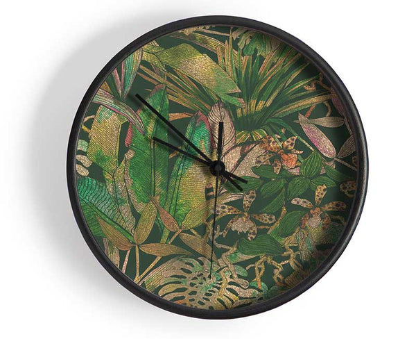 Jungle Flowers Clock - Wallart-Direct UK