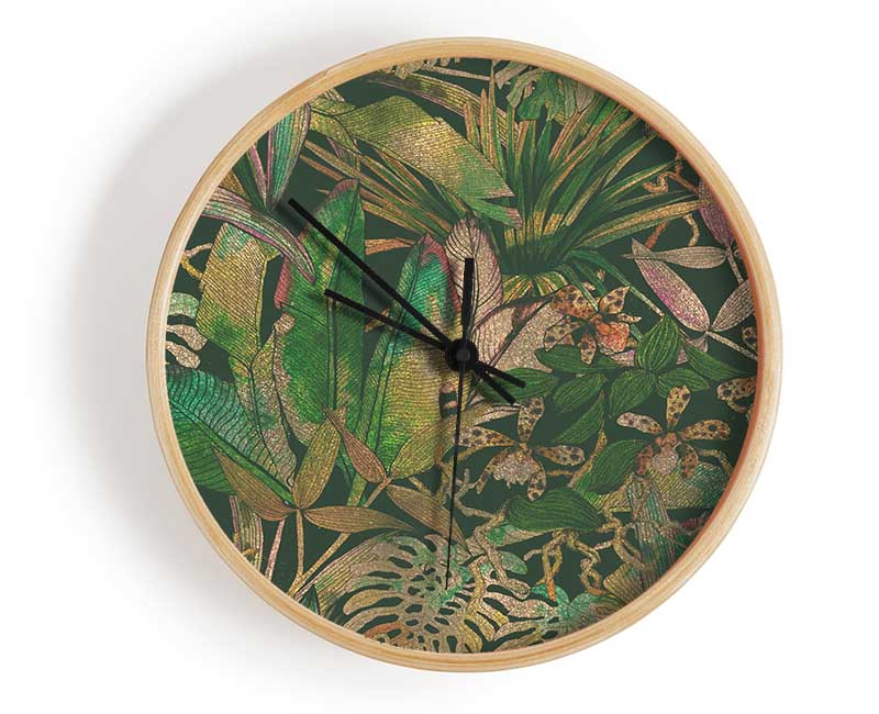 Jungle Flowers Clock - Wallart-Direct UK