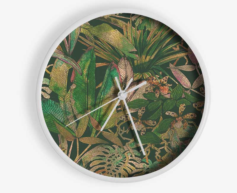 Jungle Flowers Clock - Wallart-Direct UK