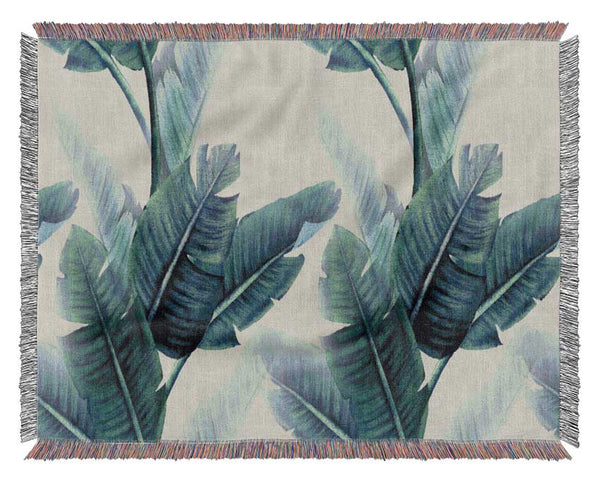 Green Banana Leaves Woven Blanket