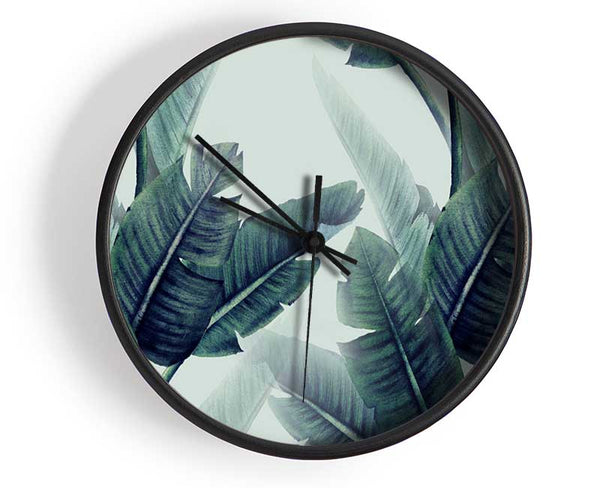 Green Banana Leaves Clock - Wallart-Direct UK