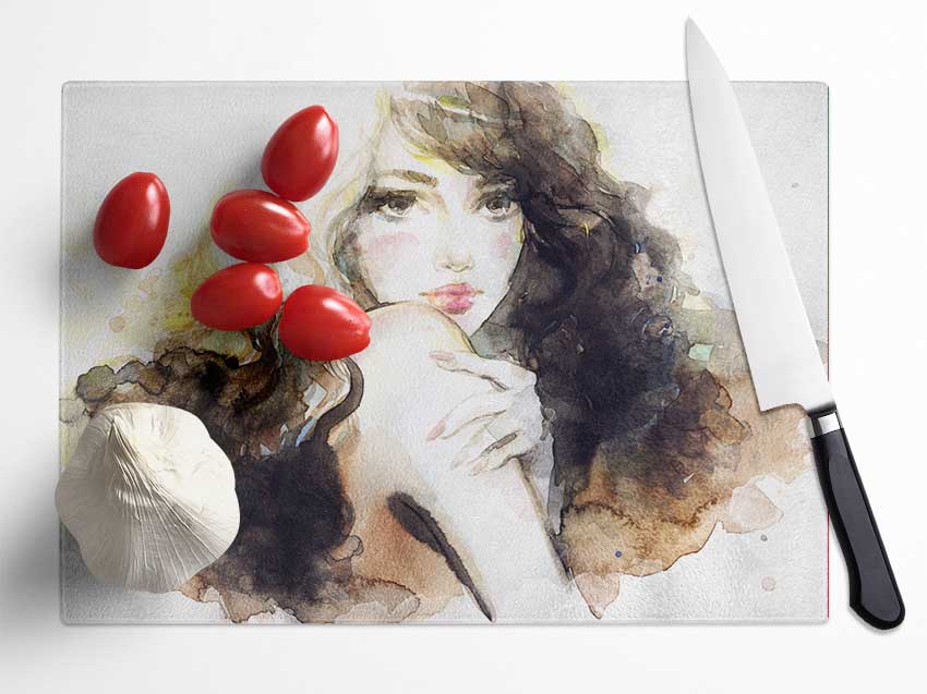 Coffee Coloured Portrait Glass Chopping Board