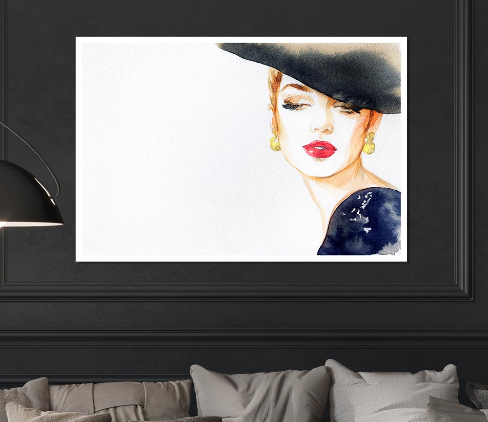 Woman In A Hat Beauty Print Poster Wall Art