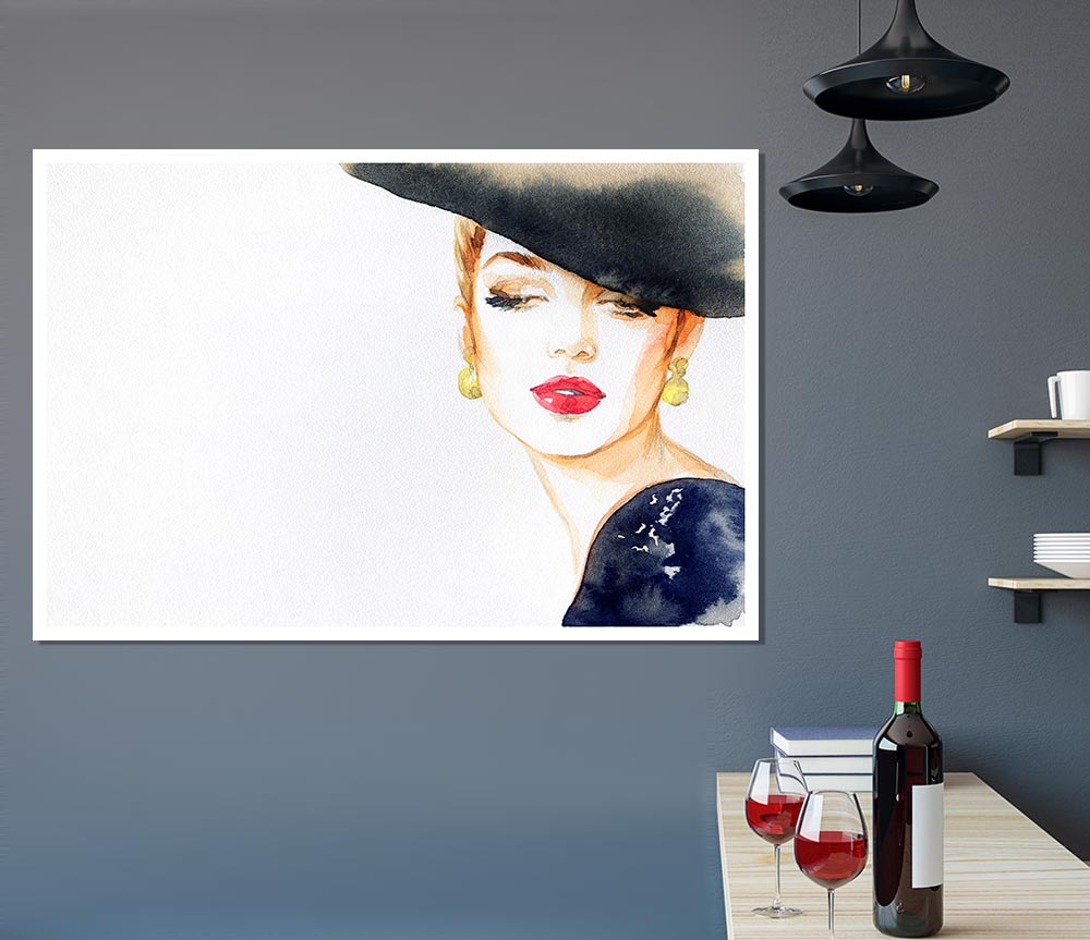 Woman In A Hat Beauty Print Poster Wall Art