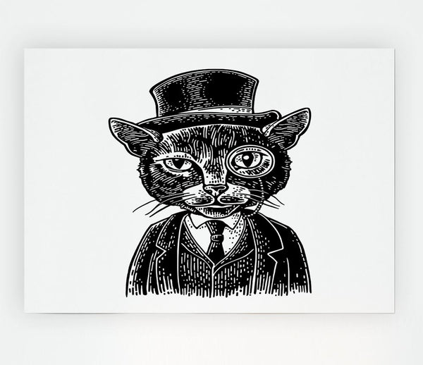 The Top Cat Monocle Print Poster Wall Art