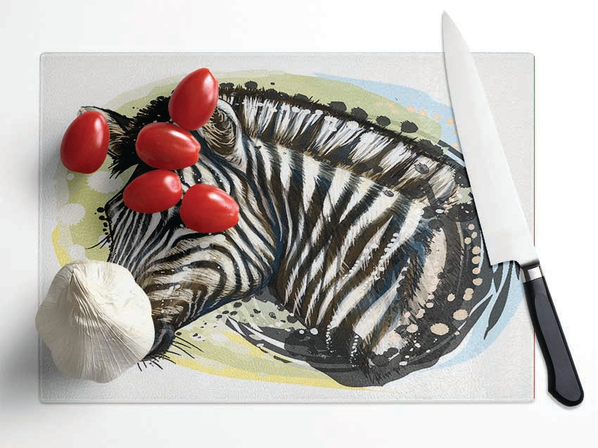 Watercolour Zebra Look Glass Chopping Board