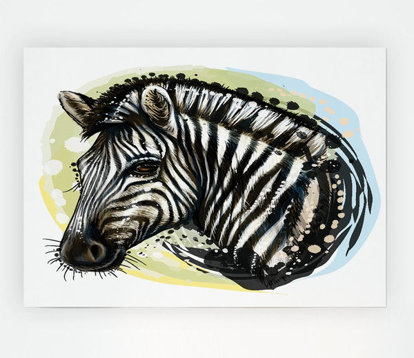 Watercolour Zebra Look Print Poster Wall Art