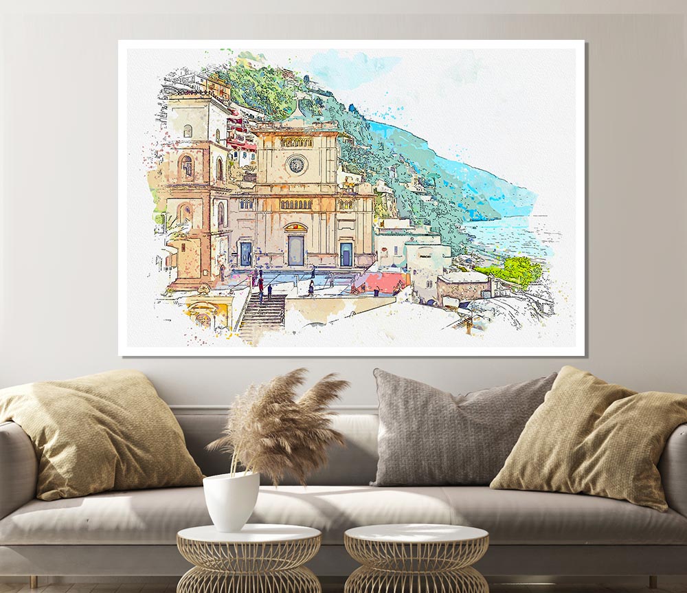 The Watercolour City Line Print Poster Wall Art