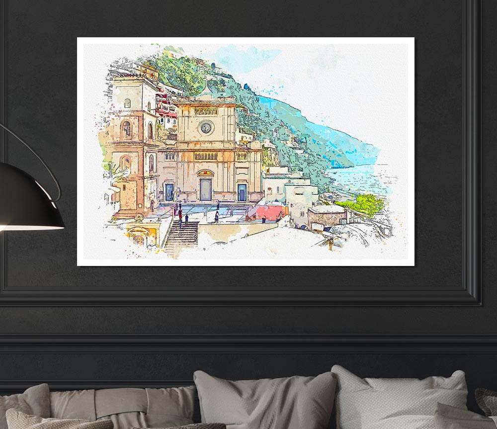 The Watercolour City Line Print Poster Wall Art