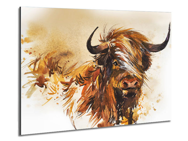 The Orange Highland Cow Metal Print