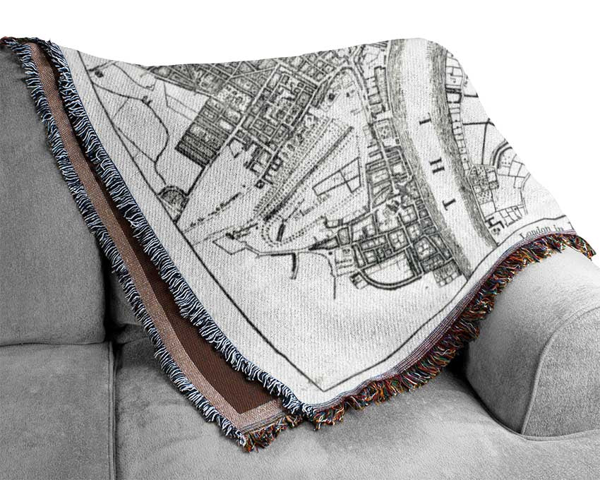 Map Of The River Thames Woven Blanket