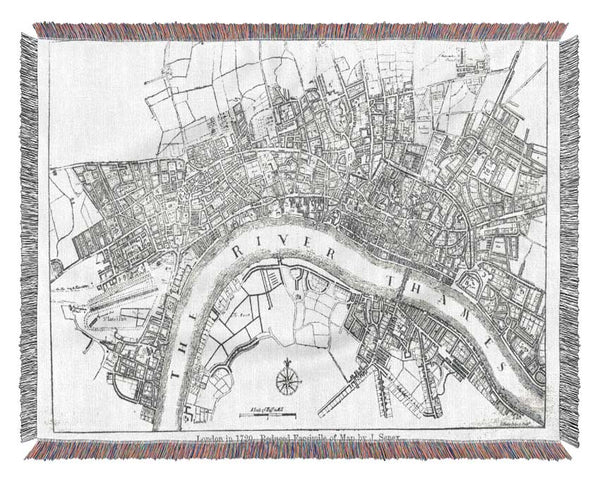 Map Of The River Thames Woven Blanket