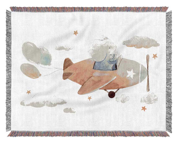 Elephant Riding Plane Woven Blanket