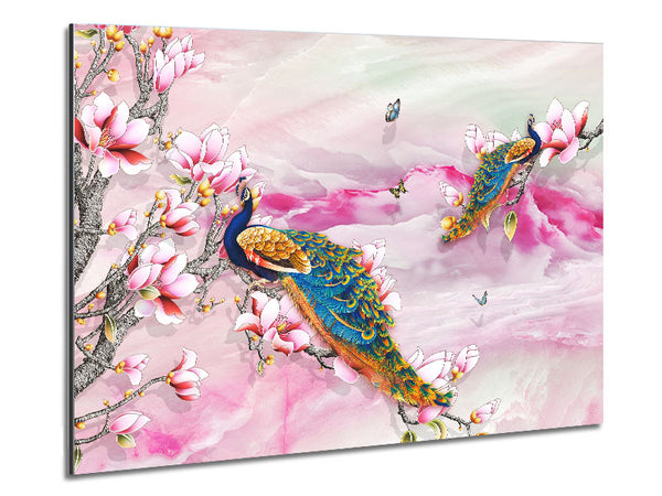 Peacock Blossom Branch Metal Print