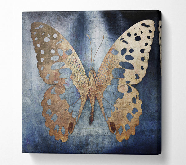A Square Canvas Print Showing Gold Flake Butterfly Square Wall Art