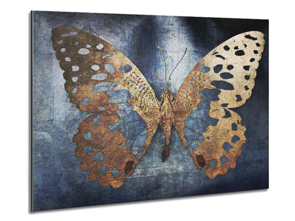 Gold Flake Butterfly Metal Print