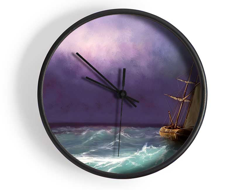 The Ship In The Crashing Ocean Clock - Wallart-Direct UK