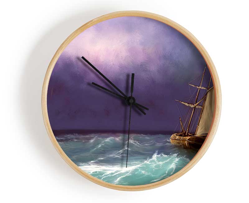 The Ship In The Crashing Ocean Clock - Wallart-Direct UK