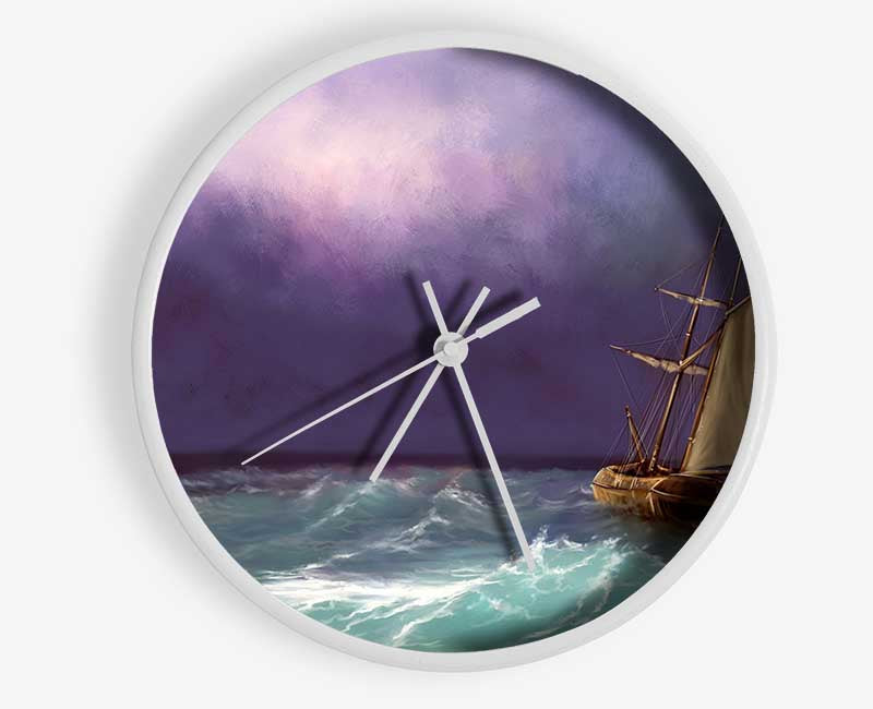 The Ship In The Crashing Ocean Clock - Wallart-Direct UK