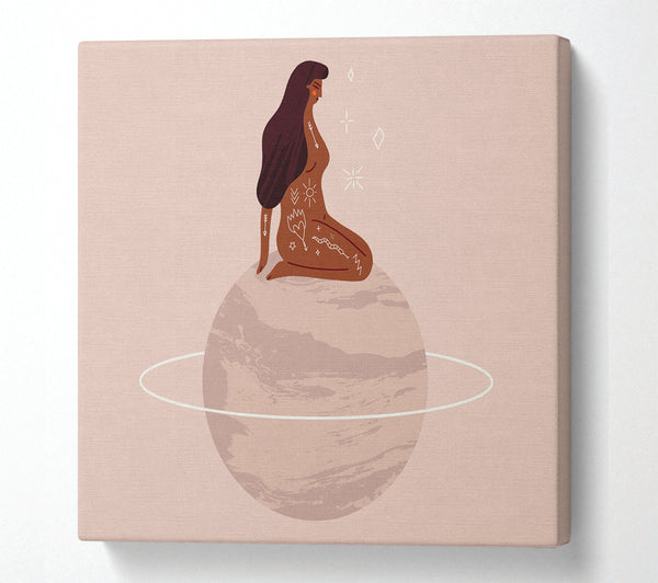 A Square Canvas Print Showing The Woman Planet Square Wall Art