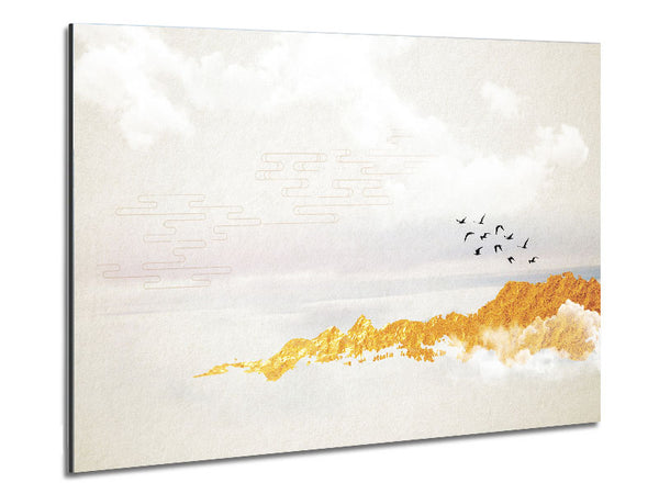 Orange Coast And Birds Metal Print