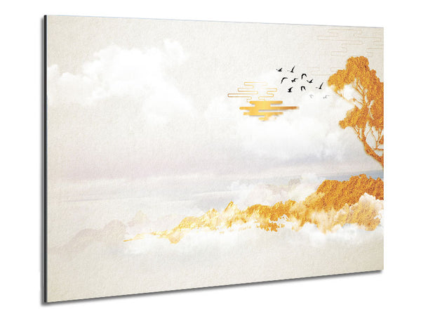 Orange Coast Tree Birds Metal Print