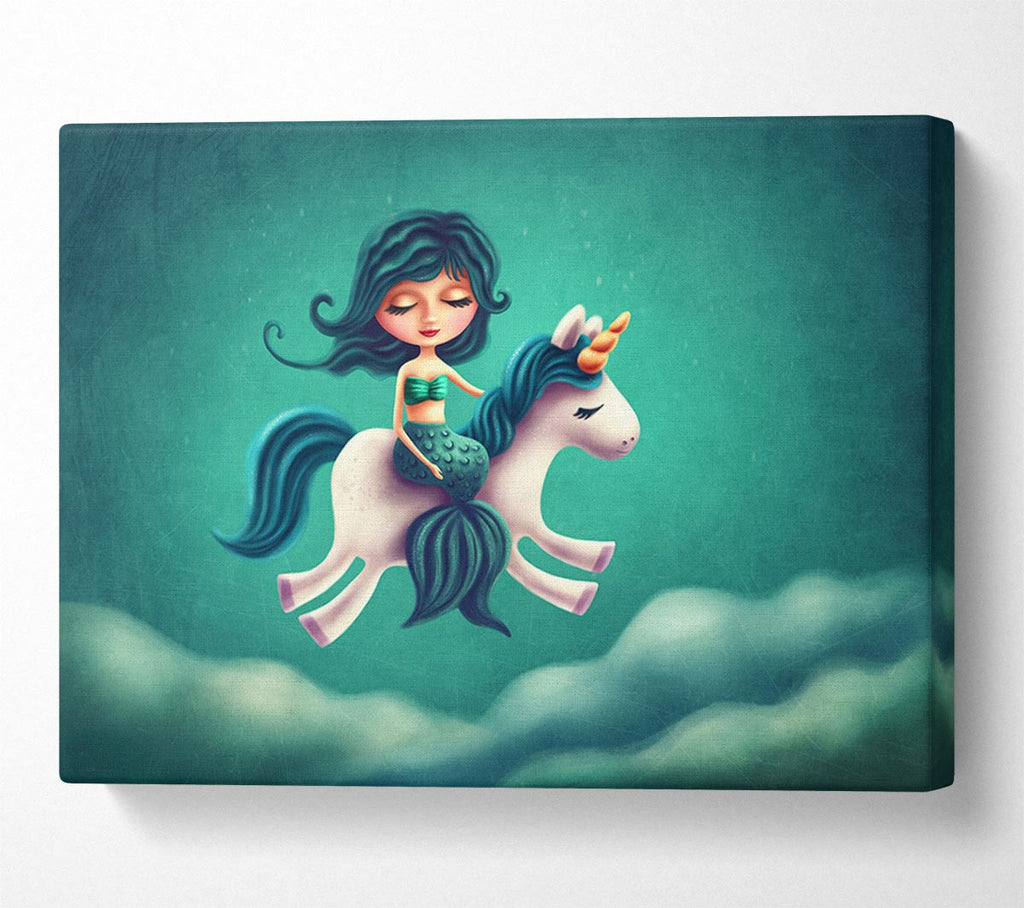 Picture of Mermaid Riding A Unicorn Canvas Print Wall Art