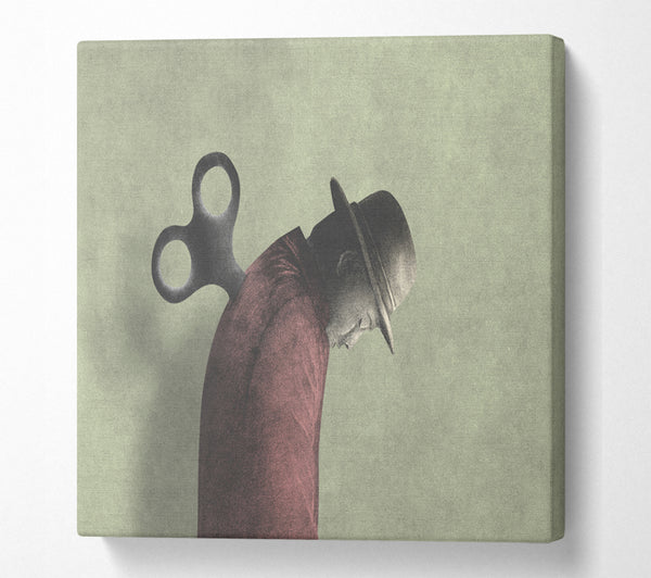 A Square Canvas Print Showing The Wind Up Man Square Wall Art
