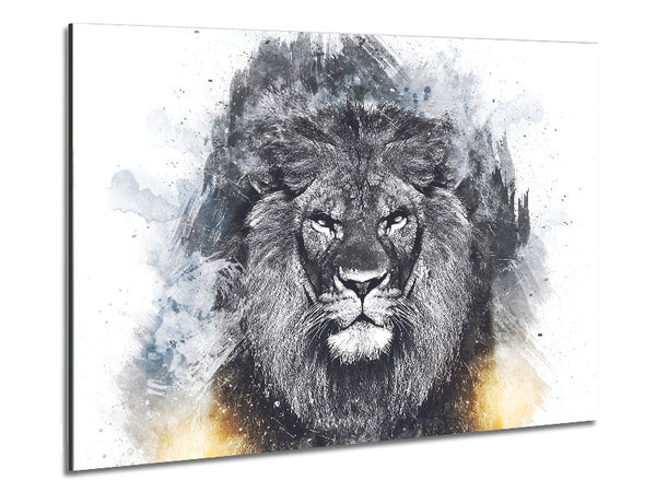 Lion Distortion Grunge Metal Print