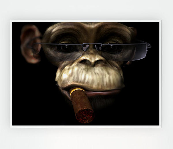 The Chimp Cigar Smoker Print Poster Wall Art