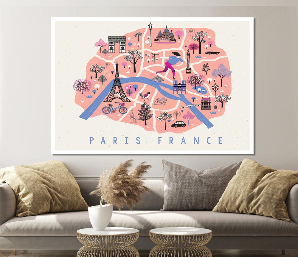 The Little Map Of France Print Poster Wall Art