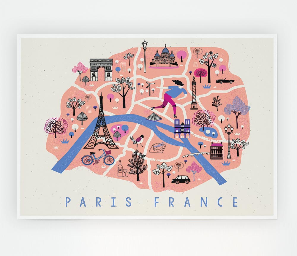 The Little Map Of France Print Poster Wall Art