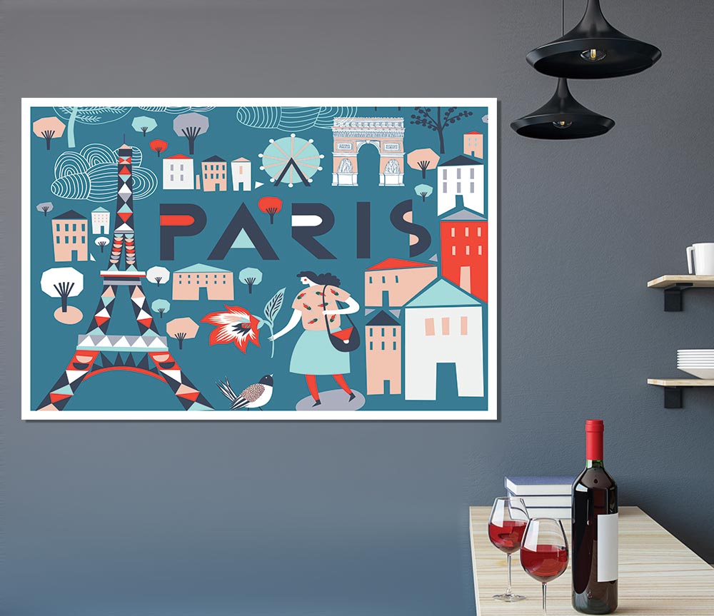 The Little Map Of Paris Print Poster Wall Art
