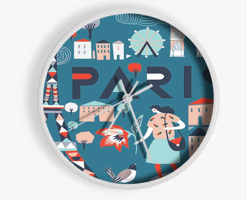 The Little Map Of Paris Clock - Wallart-Direct UK