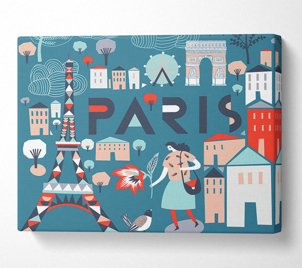 Picture of The Little Map Of Paris Canvas Print Wall Art