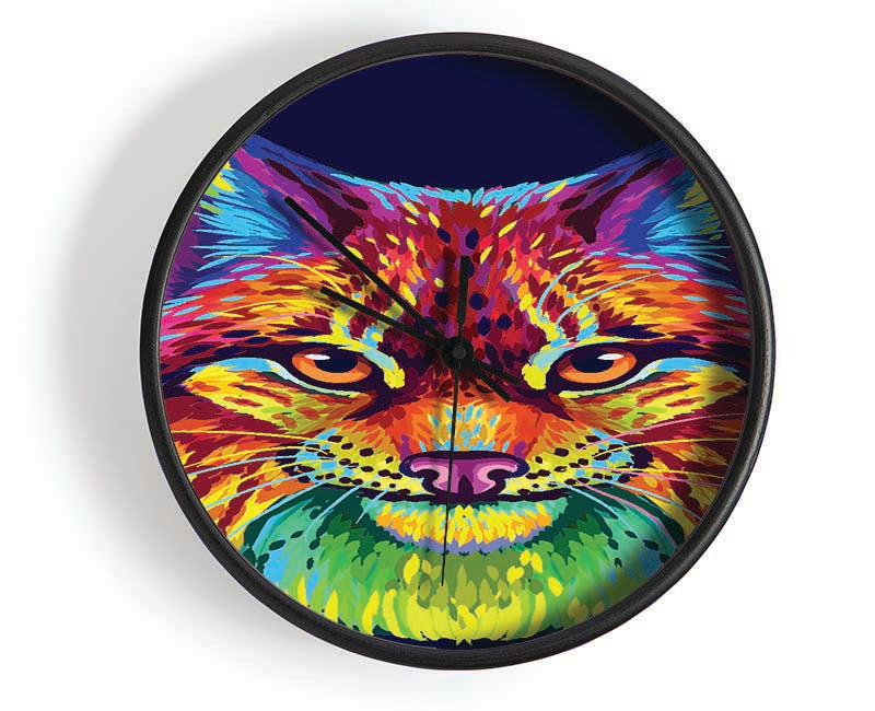 Vibrant Lynx Cat Clock - Wallart-Direct UK