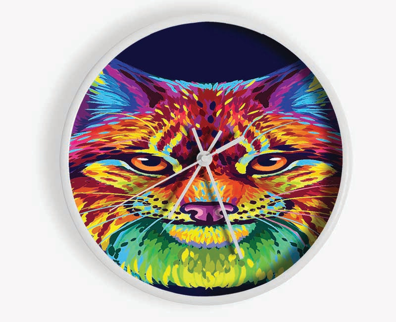 Vibrant Lynx Cat Clock - Wallart-Direct UK