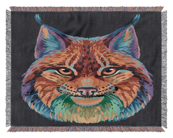 Vibrant Lynx Cat Woven Blanket