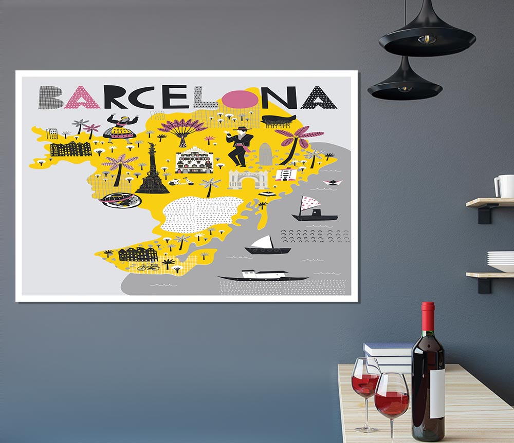 The Little Map Of Barcelona Print Poster Wall Art