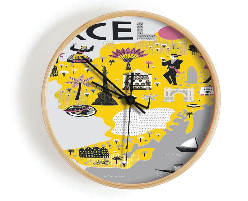 The Little Map Of Barcelona Clock - Wallart-Direct UK