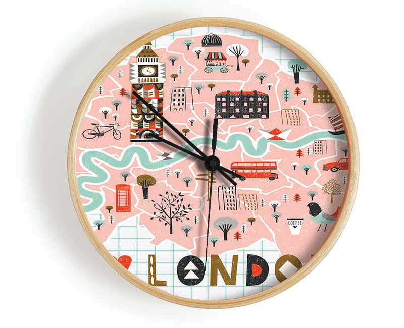 The Little Map Of London 2 Clock - Wallart-Direct UK