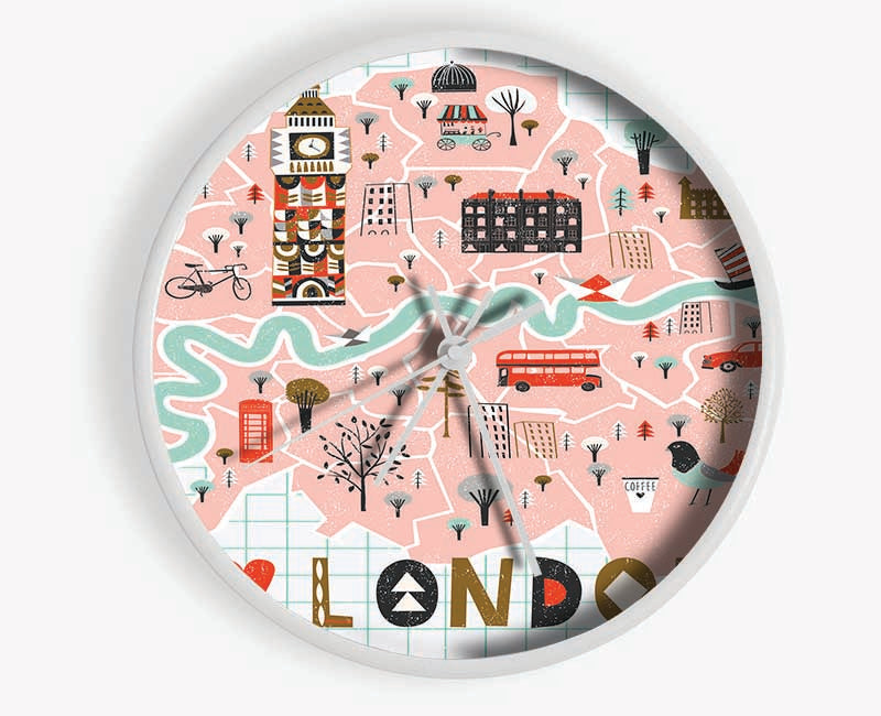 The Little Map Of London 2 Clock - Wallart-Direct UK