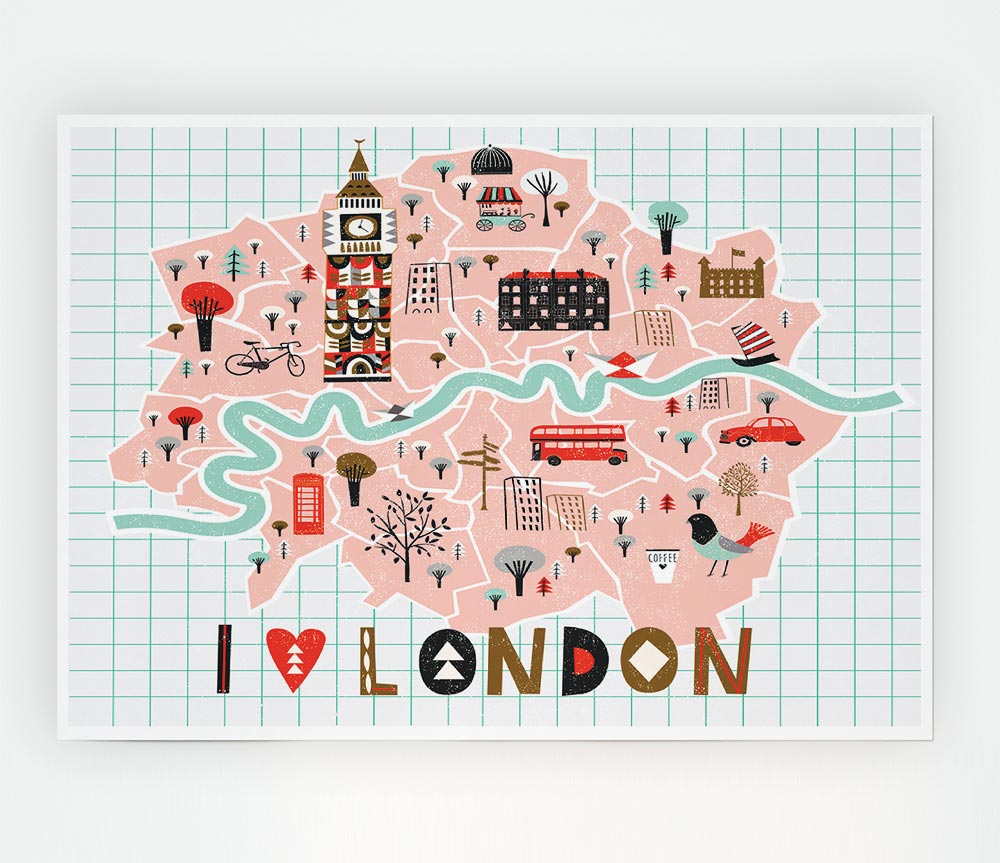 The Little Map Of London 2 Print Poster Wall Art