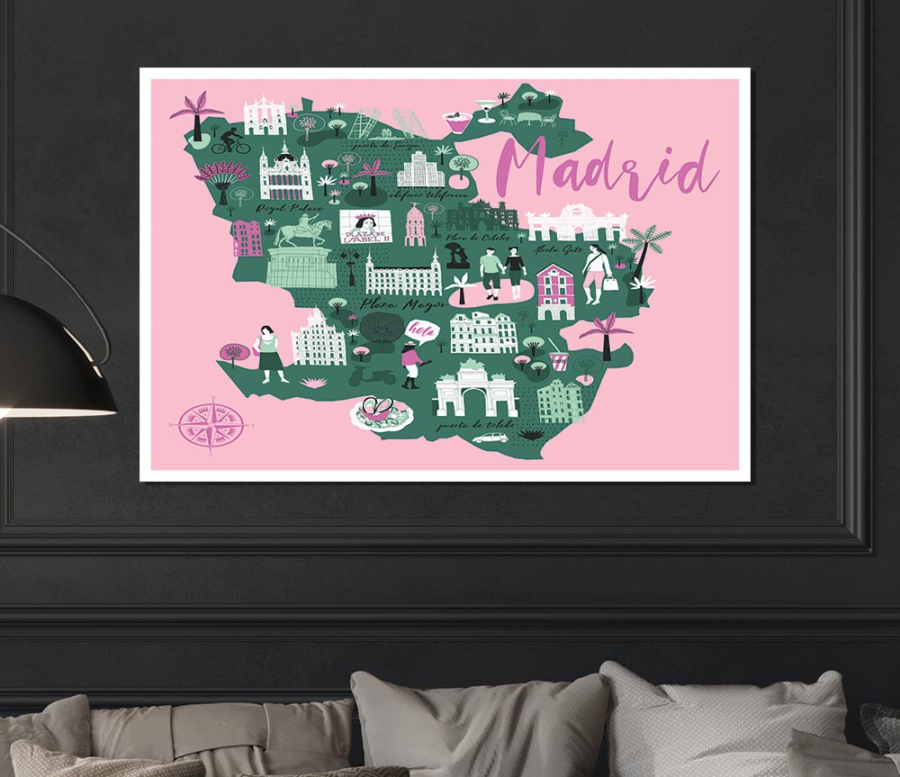 The Little Map Of Madrid Print Poster Wall Art
