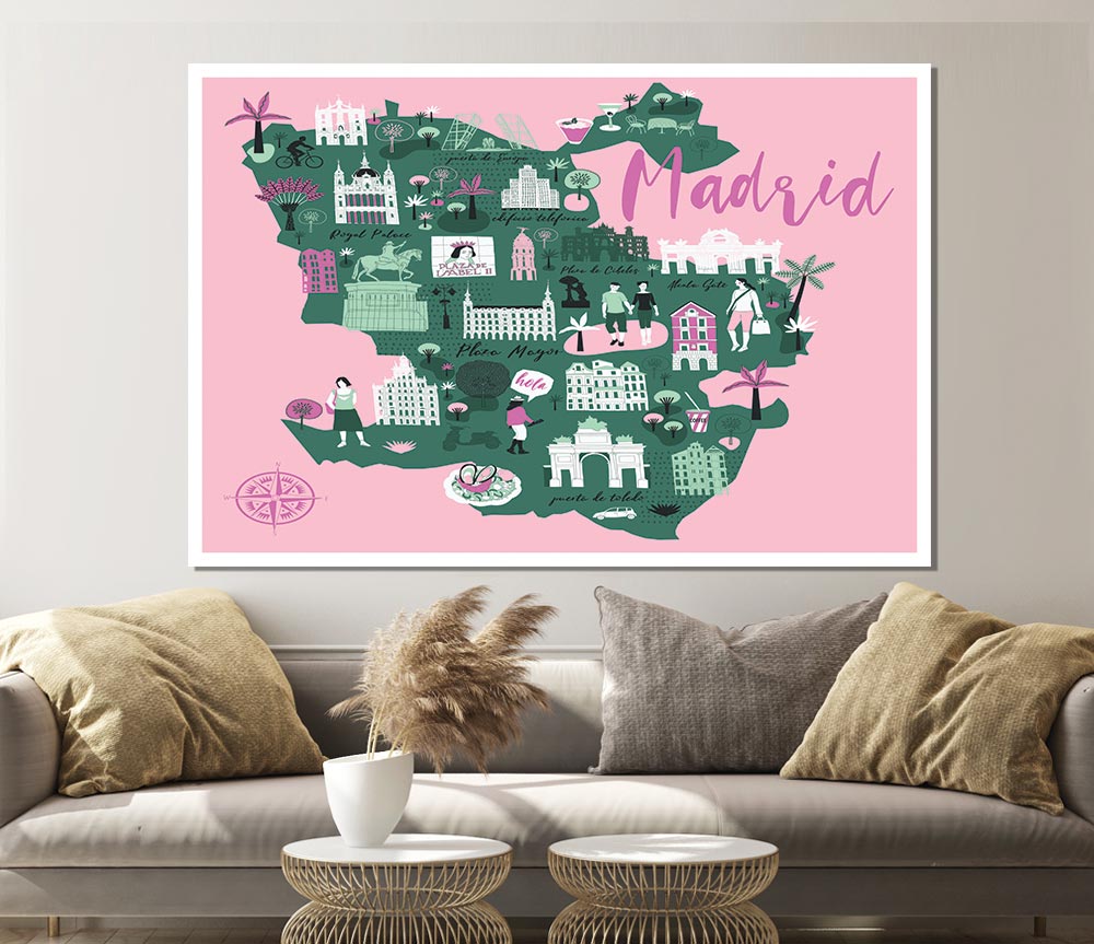 The Little Map Of Madrid Print Poster Wall Art