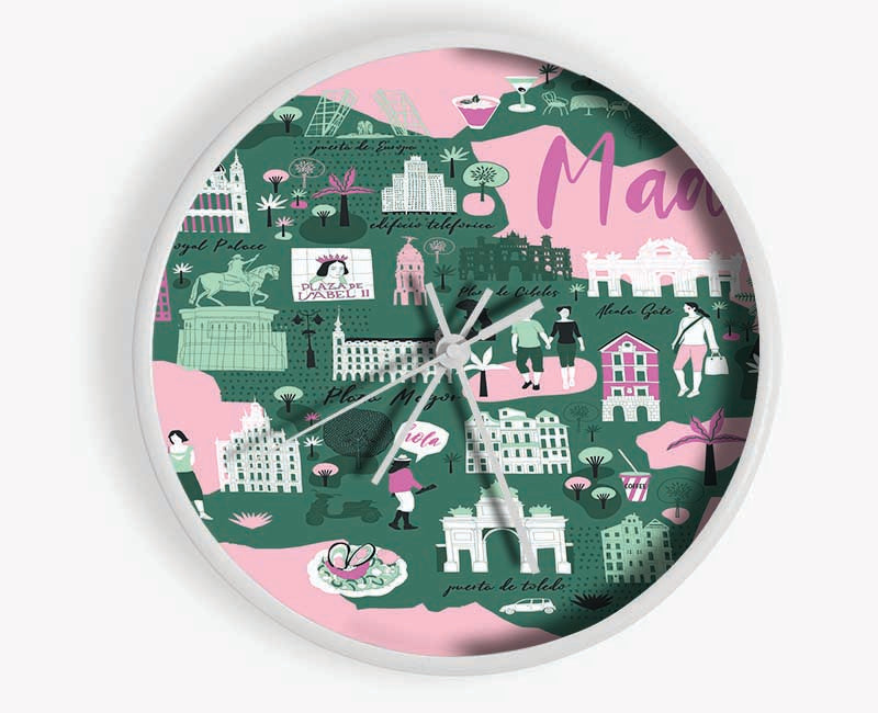 The Little Map Of Madrid Clock - Wallart-Direct UK